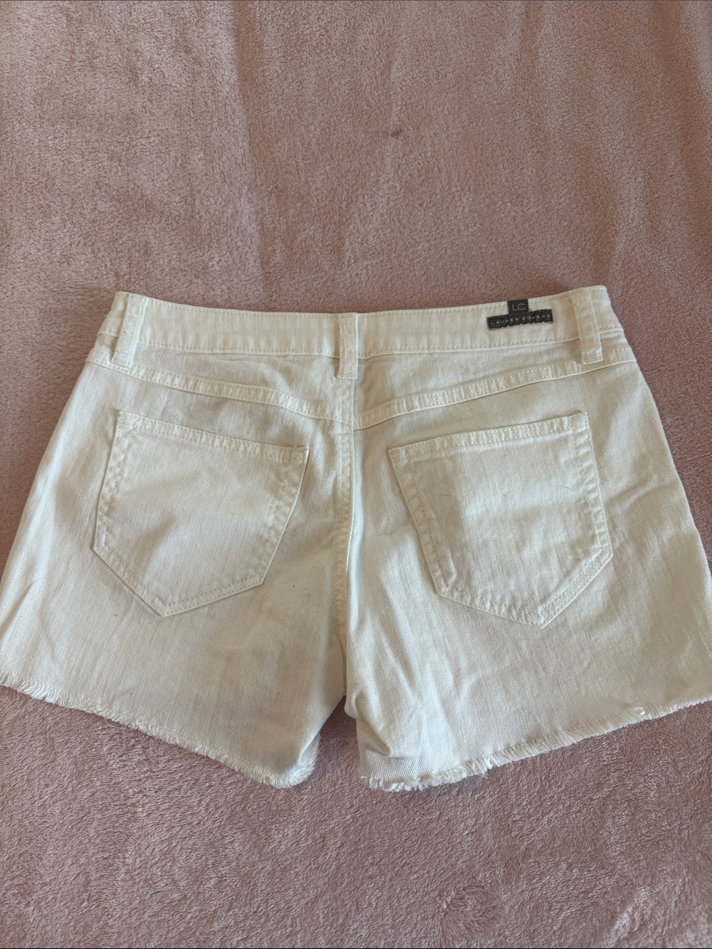 LC Lauren Conrad Cream Denim Frayed Hem Shorts - Picture 3 of 3